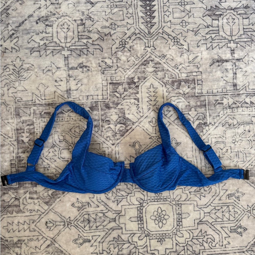 Royal Blue Underwire Swim Bra with Textured Cups